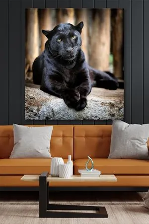 Siyah Leopar Kanvas Duvar Tablo 4452226