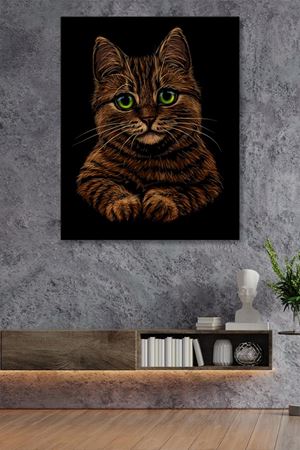 Sevimli Kahverengi Kedi Kanvas Duvar Tablo 4452376