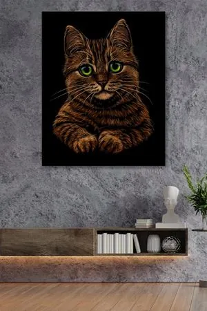 Sevimli Kahverengi Kedi Kanvas Duvar Tablo 4452376