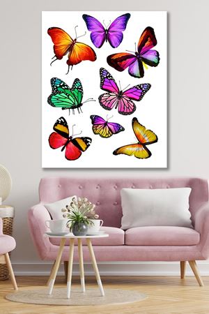 Renkgarenk Kelebekler Kanvas Duvar Tablo 4452205