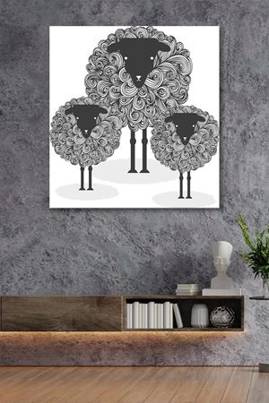 Kabarık Tüylü Koyun Çizimi  Kanvas Duvar Tablo 4452274