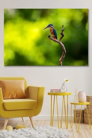 Dalın Üzerinde Duran Kuş  Kanvas Duvar Tablo 4452430