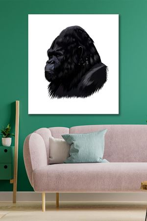 Siyah Şempanze Kafası Kanvas Duvar Tablo 4452413