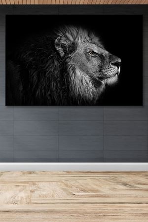 Siyah Arka Planda Aslan Kanvas Duvar Tablo 4452437