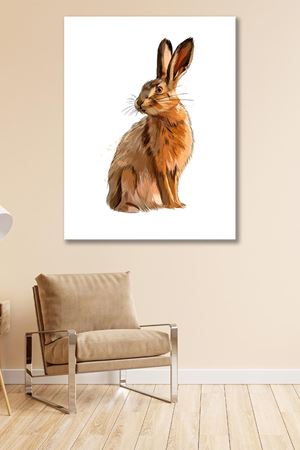 Yağlı boya Efektli Tavşan Çizimi Kanvas Duvar Tablo 4452322