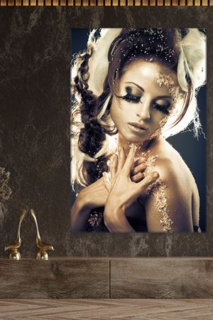 Uzun Kirpikli Kadın Kanvas Duvar Tablo 3322744