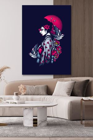 Şemsiyeli Kadın Kanvas Duvar Tablo 4452392