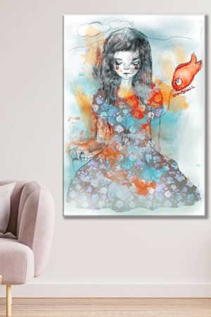 Yalnız ve Üzgün Kız Çocuğu Kanvas Duvar Tablo 3322192