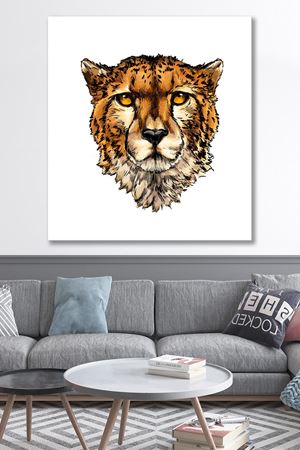 Yağlı Boya Efektli Leopar Çizimi Kanvas Duvar Tablo 4452295