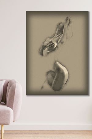 Yalnız Kadın Karakalem Kanvas Duvar Tablo 3322217