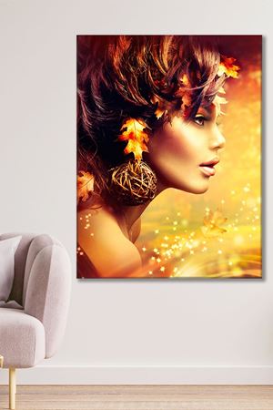 Yaprak Yüzlü Kadın Kanvas Duvar Tablo 3322759