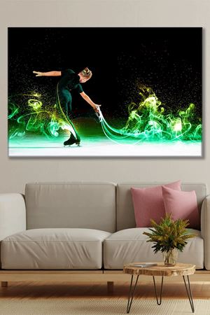 Yeşil Işık Saçan Dans Eden Kız Kanvas Duvar Tablo 3322418