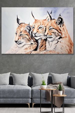 Yan Yana Duran Vaşak Kanvas Duvar Tablo 4452375