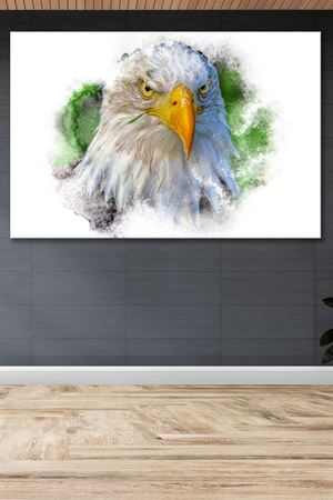 Yağlı Boya Efektli Kartal Çizimi Kanvas Duvar Tablo 4452156