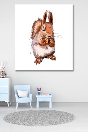 Yağlı Boya Efektli Sincap Kanvas Duvar Tablo 4452339