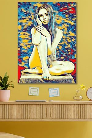 Yalnız Güzel Kadın Duvar Kanvas Tablo 3322050