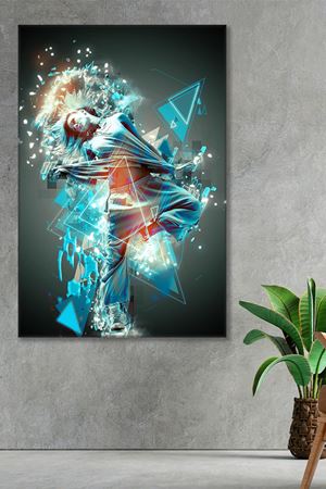 Üçgen Desenli Rapçi Kız Duvar Kanvas Tablo 3322061
