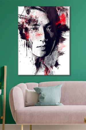 Sanatsal Boya Efektli Kadın Duvar Kanvas Tablo 3322091