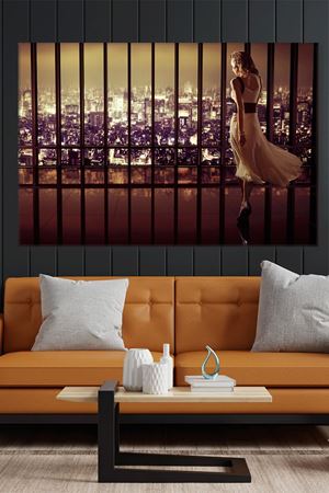 Şehri İzleyen Kadın Kanvas Duvar Tablo 3322263