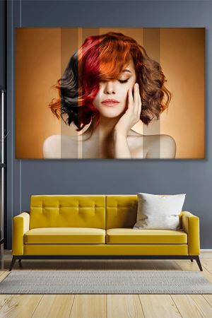 Renkli Saçlı Kız Kanvas Duvar Tablo 3322609