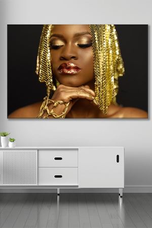 Saçında Altın Aksesuarlı Kadın Kanvas Duvar Tablo 3322706