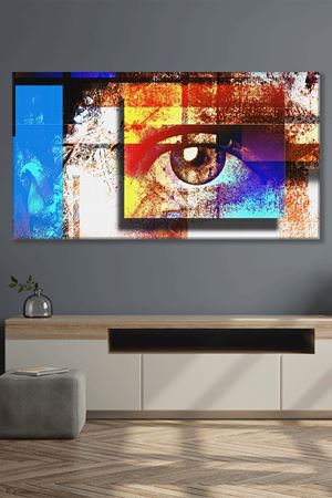 Renkli Karelerle Göz Kanvas Duvar Tablo 3322817