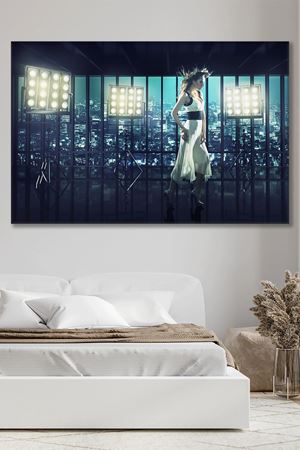 Şehir Manzaralı Kadın Kanvas Duvar Tablo 3322446