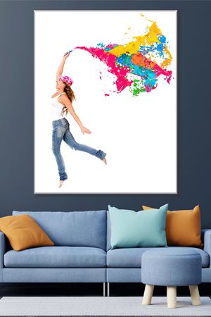 Renkli Duman ve Özgür Kadın Duvar Kanvas Tablo 3322033