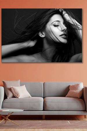 Siyah Beyaz Kadın Duvar Kanvas Tablo 3322017