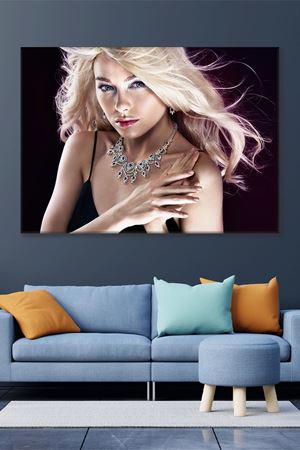 Mücevherli Sarışın Kadın Kanvas Duvar Tablo 3322626