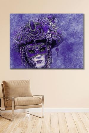 Mor Maskeli Kadın Kanvas Duvar Tablo 3322403