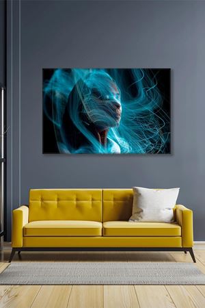 Mavi Işıklat İçinde Kadın Duvar Kanvas Tablo 3322103