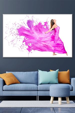 Pembe Renk Saçan Kadın Duvar Kanvas Tablo 3322187