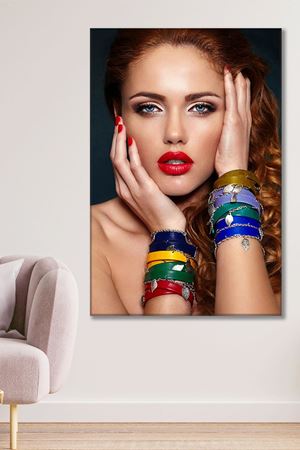 Renkli Bilezikli Kadın Kanvas Duvar Tablo 3322762