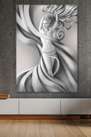 Modern Beyaz Kadın Heykeli Duvar Kanvas Tablo 3322155