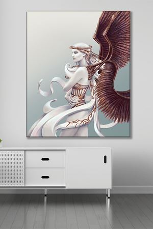 Melek Kanatlı Kadın Heykeli Kanvas Duvar Tablo 3322489