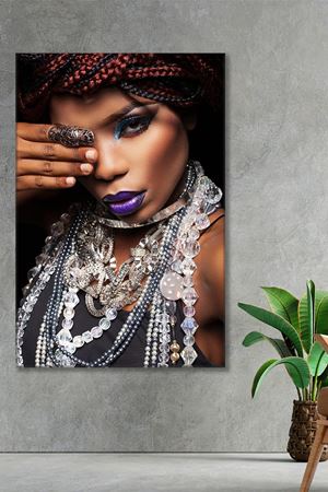 Mor Rujlu Kadın Kanvas Duvar Tablo 3322656