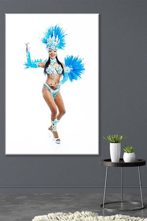 Mavi Kıyafetli Karnaval Kadını Kanvas Duvar Tablo 3322258