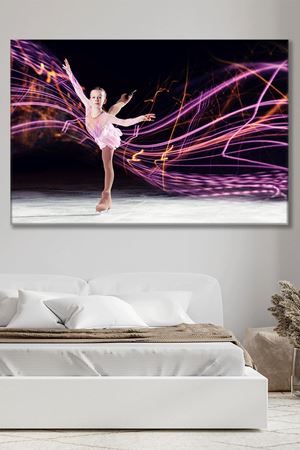 Pembe Elbise Buz Dansçısı Kanvas Duvar Tablo 3322320