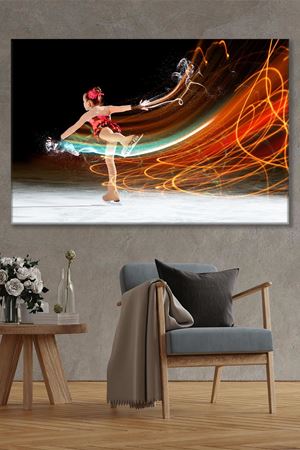 Kırmızı Işık Saçan Buz Patencisi Kanvas Duvar Tablo 3322422