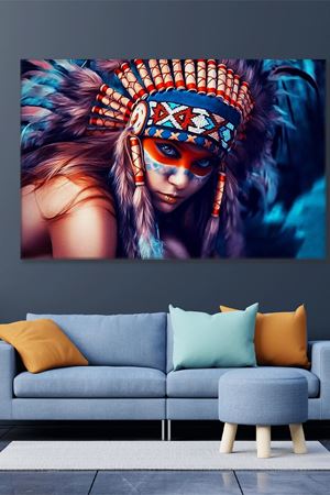 Kızılderili Kız Kanvas Duvar Tablo 3322233