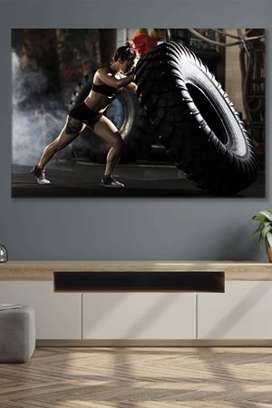 Lastik Kaldıran Sporcu Kız Kanvas Duvar Tablo 3322607