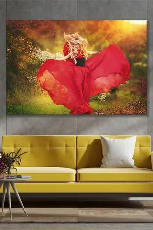 Kırmızı Kanatlı Kadın Kanvas Duvar Tablo 3322805