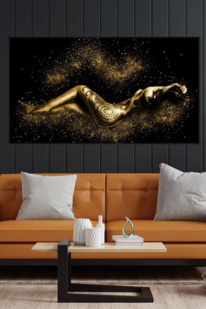 Kınalı Altın Renkli Kadın Duvar Kanvas Tablo 3322167