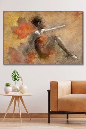 Kurumuş Yapraklar İçinde Kız Duvar Kanvas Tablo 3322133