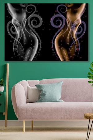 İki Desenli Kadın Vücudu Kanvas Duvar Tablo 3322425