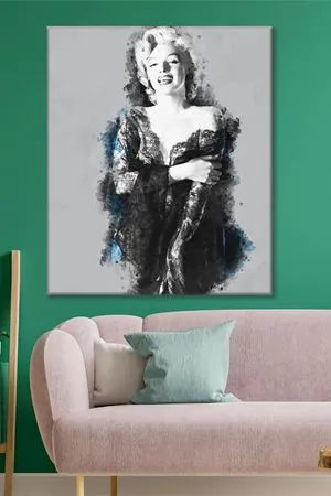 Gece Elbiseli Marilyn Monroe Kanvas Duvar Tablo 3322596