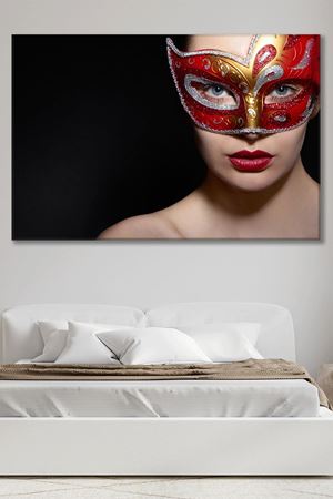 Göz Maskesi Takmış Kadın Kanvas Duvar Tablo 3322606