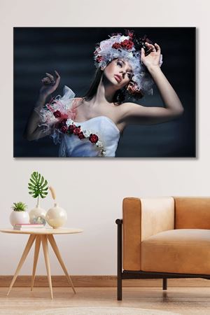 Gül Çiçekli Yalnız Kadın Duvar Kanvas Tablo 3322138
