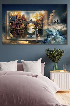 Hayal Hayat ve Kız Duvar Kanvas Tablo 3322076